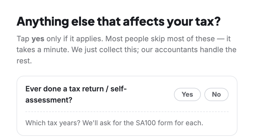 Before: Self Assessment question with no explanation